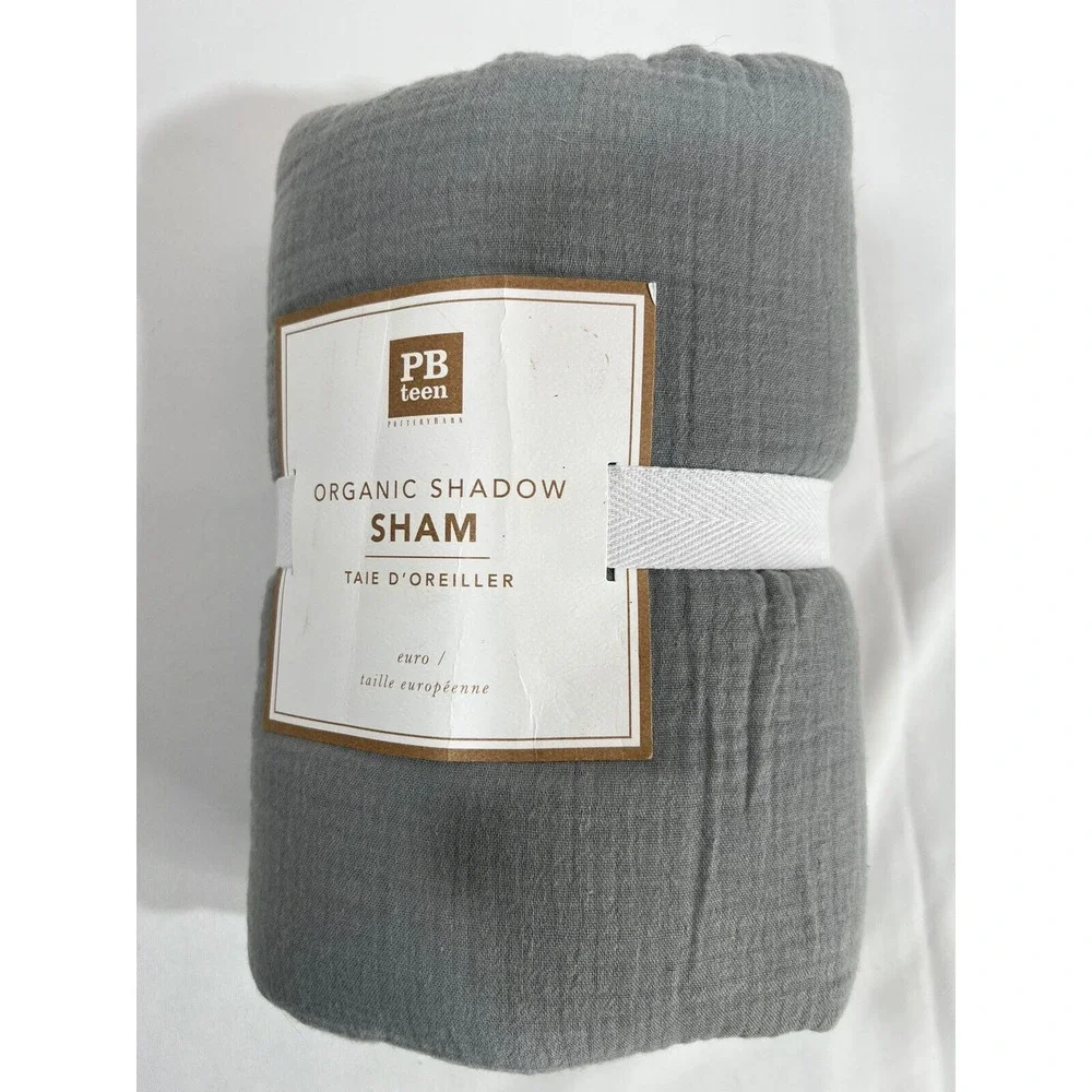 Pottery Barn Teen Sham Standard Shadow Gray Organic Cotton‎ Minimalist
